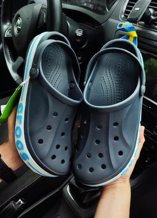 Синие шлёпанцы кроссы crocs сині чоловічі шльопки крокси crocs