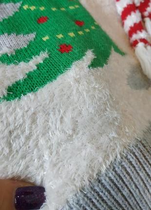 Новогодний свитер вязаный свободный с обьемными деталями новый год6 фото