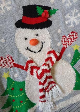 Новогодний свитер вязаный свободный с обьемными деталями новый год3 фото