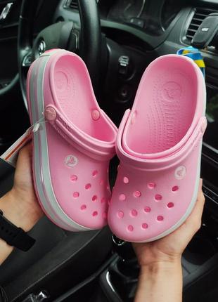 Женские розовые шлёпанцы кроссы crocs жіночі рожеві шльопки крокси crocs