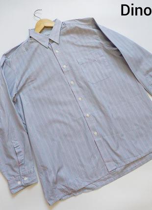 Мужская рубашка в полоску и карманом от бренда dino