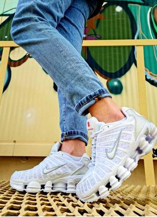 Кросівки nike shox tl  white silver1 фото