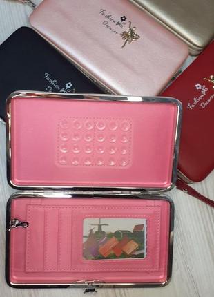 Женский кошелек с секцией для телефона  fashion do deancer черный, серый, розовый, золотой, бардовый3 фото