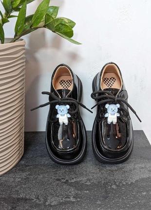 Туфлі лофери для дівчат чорні від jong golf1 фото