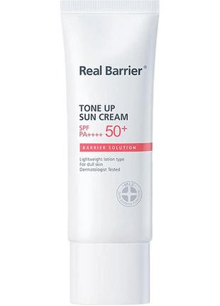 Сонцезахисний крем з ефектом освітлення real barrier tone up sun cream spf50+ pa++++ 40 мл