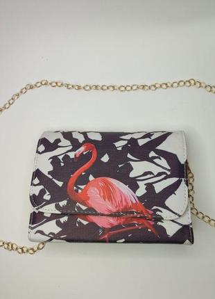 Женская сумка клатч фламинго. синий, черный, белей, кремовый9 фото