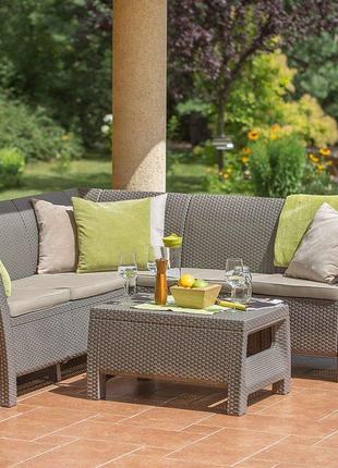 Комплект садових меблів із штучного ротанга keter corfu relax set капучино 223201 4