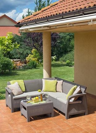 Комплект садових меблів із штучного ротанга keter corfu relax set капучино 223201 6