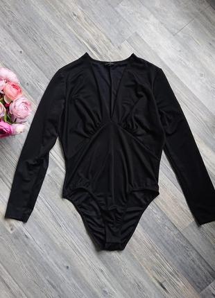 Женский черный боди блуза большой размер батал 50 /52 блузка блузочка