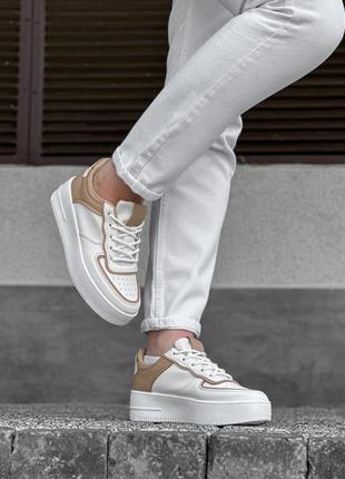 Стильные белые кроссовки женские весенние-осенние, на толстой подошве, платформе, экокожа, женская обувь5 фото
