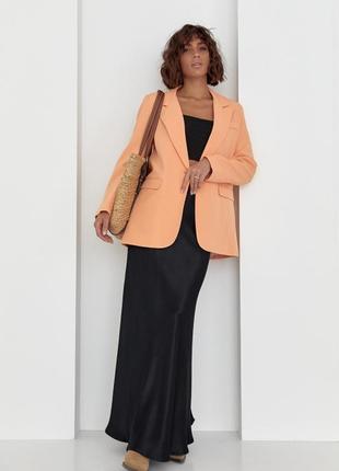 Женский классический однобортный пиджак персиковый2 фото