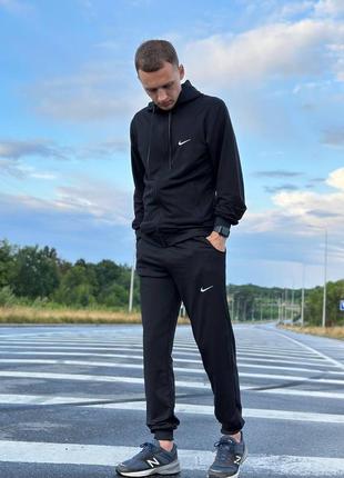 Осенний чёрный спортивный костюм комплект nike с капюшоном чорний осінній спортивний костюм найк nike