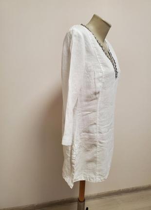 Шикарная брендовая льняная блузка декор камнями4 фото