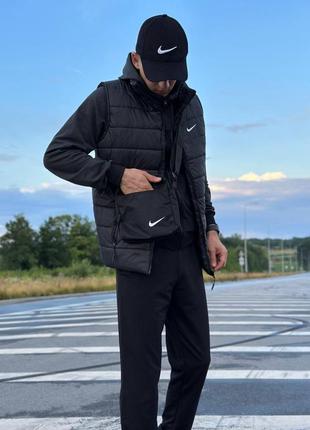 Осенний чёрный спортивный костюм комплект nike с капюшоном чорний чоловічий комплект найк nike