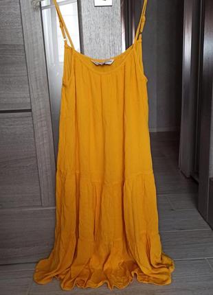 Платье сарафан на бретелях желтое f&amp;f