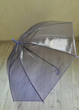 Прозрачный зонт трость детский, подростковый3 фото