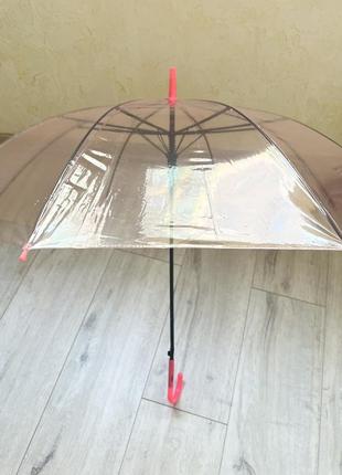 Прозрачный зонт трость детский, подростковый7 фото