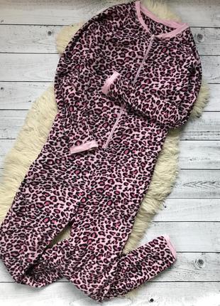 Тёплая флисовая пижама костюм для дома кигуруми леопардовая