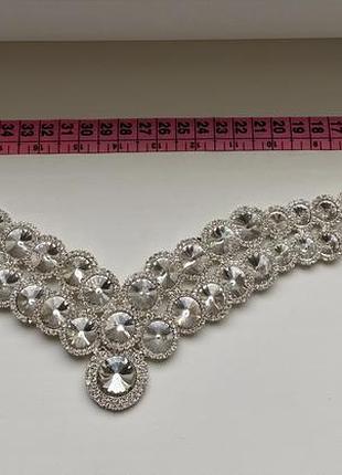 Прикраса на шию з камінням срібного кольору4 фото