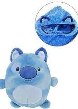 Дитячий худі-трансформер плед м'яка іграшка huggle pets толстовка складана в м'яку іграшку синій6 фото
