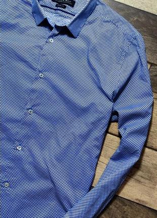 Мужская элегантная базовая приталеная рубашка zara в синем цвете  размер s3 фото