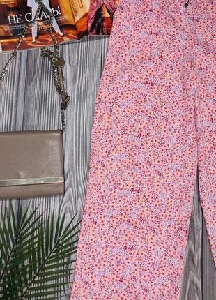 Розовые шифоновые свободные штаны в цветочный принт vero moda #19196 фото