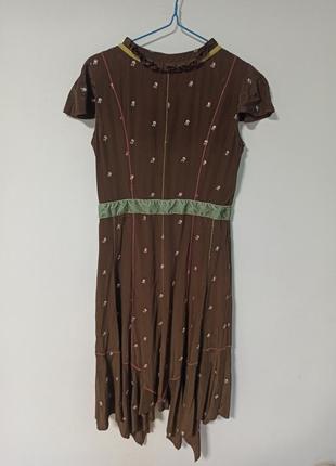 Плаття з натурального шовку сукня з квітковою вишивкою3 фото