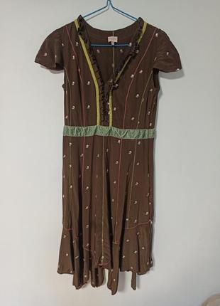 Плаття з натурального шовку сукня з квітковою вишивкою2 фото