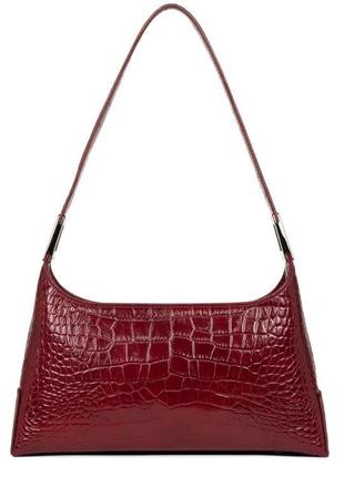 Червона сумка з шкіри пітону брендова сумка charles calfun красная сумка багет сумка с кожи питома оригинал