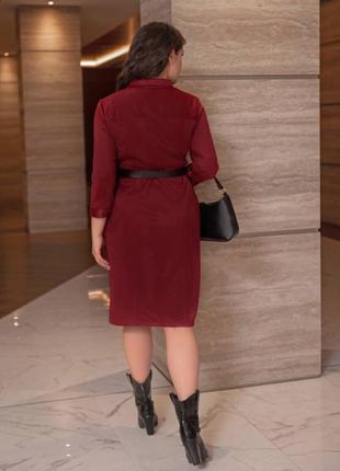Женское платье миди на пуговицах замшевое базовое батал серое хаки бордовое коричневое осеннее3 фото