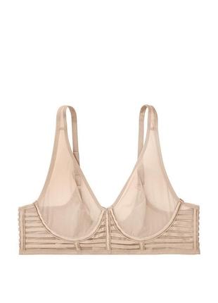 Бежевый комплект белья из сеточки victoria’s secret unlined mesh.