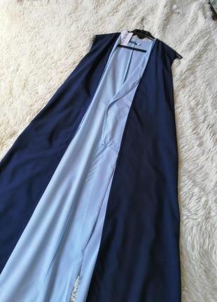 Летний легкий костюм двухцветный жакет кардиган и длинные широкие брюки палаццо и струящейся ткани7 фото