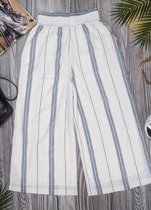 Белые свободные натуральные брюки из котона и вискозы h&m #19952 фото