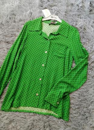 Хлопковая рубашка блуза в горох из натуральной стопроцентной ткани штапель разные цвета и размер4 фото