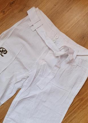 Белые легкие брюки клеш палаццо пояс резинка хл8 фото