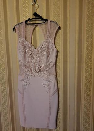 Приталена рожева сукня міді (40) s-m