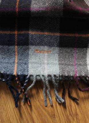 Прекрасный шерстяной шарф клетка тартан италия всемирная фирма gant унисекс 173 x 293 фото