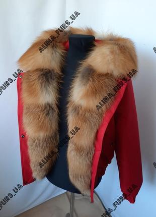 Женская зимняя короткая куртка с натуральным мехом лисы,42-58 р.р.4 фото
