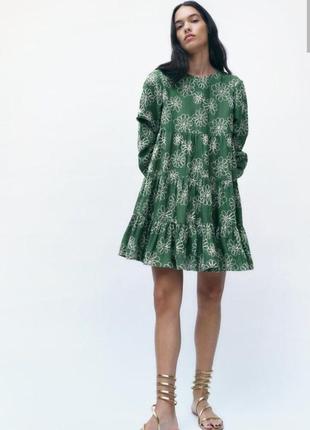 Zara льняное мини платье из свежих коллекций