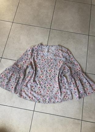 Блузка кофта кофтинка напівпрозора шифон в принт
