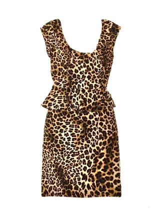 Мини платьес баской в леопардовый принт,1 фото