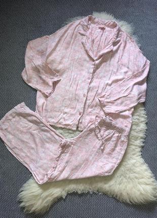Пижама домашняя костюм для дома сна рубашка цветочный принт натуральная вискоза вискозная