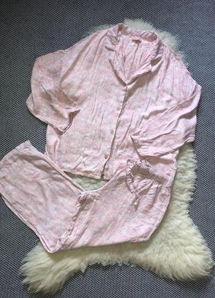 Пижама домашняя костюм для дома сна рубашка цветочный принт натуральная вискоза вискозная7 фото