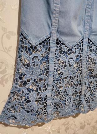 Шикарная джинсовая ажурная юбка большого размера батал юпка6 фото