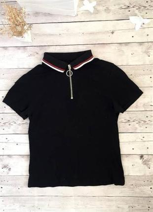 Майка поло 👕 женская стильная в рубчик bershka классная трендовая стильная модная