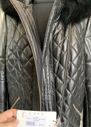 Пальто / удлиненная куртка с капюшоном натуральная кожа турецкая6 фото