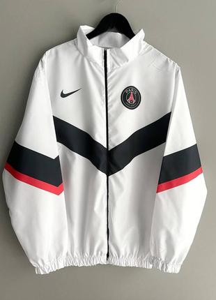 Винтажная белая олимпийка ветровка nike psg paris біла вінтажна олімпійка вітровка nike psg найк1 фото