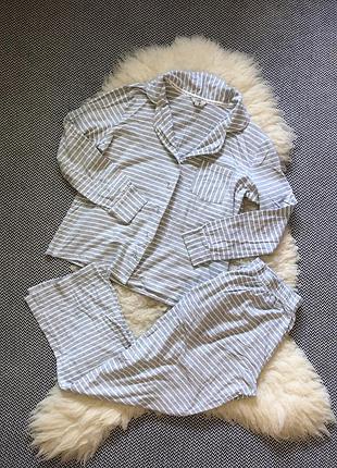 Домашняя натуральная пижама dickins&jones в полоску для дома рубашка хлопковая хлопок
