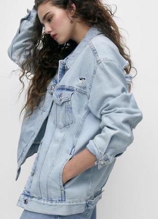 Оверсайз джинсова куртка pull bear (zara), колекція 2023 року, розмір м( l), xl (xxl)