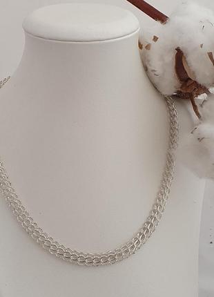 Цепочка серебряная с плетением венеция крупная 45 см3 фото